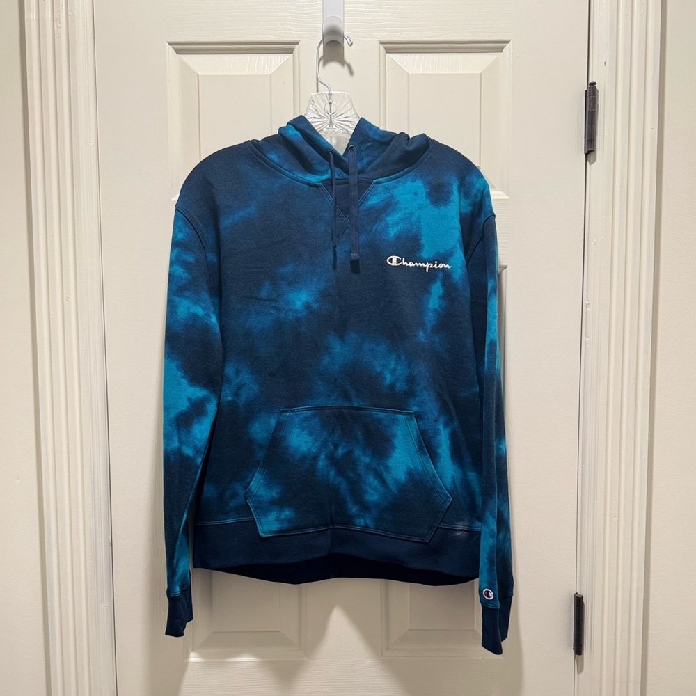 Champion unisex Blue and Black Tie-Dye Hoodie